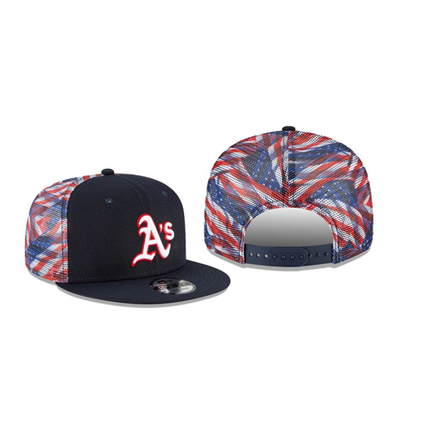 Men's Oakland Athletics Flag Mesh Navy 9FIFTY Snapback Hat