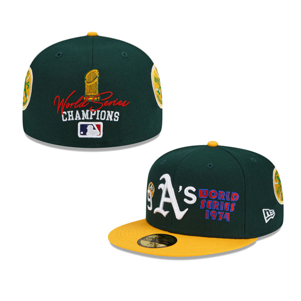 Oakland Athletics New Era 9x World Series Champions Count The Rings 59FIFTY Fitted Hat Green