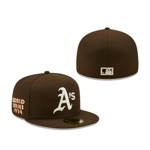 Oakland Athletics New Era 1974 World Series Cream Undervisor 59FIFTY Fitted Hat Brown