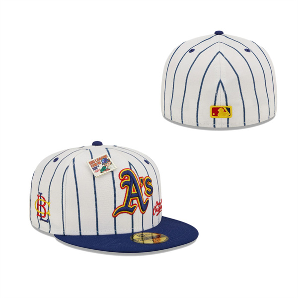 Men's Oakland Athletics New Era White Navy MLB X Big League Chew Original 59FIFTY Fitted Hat