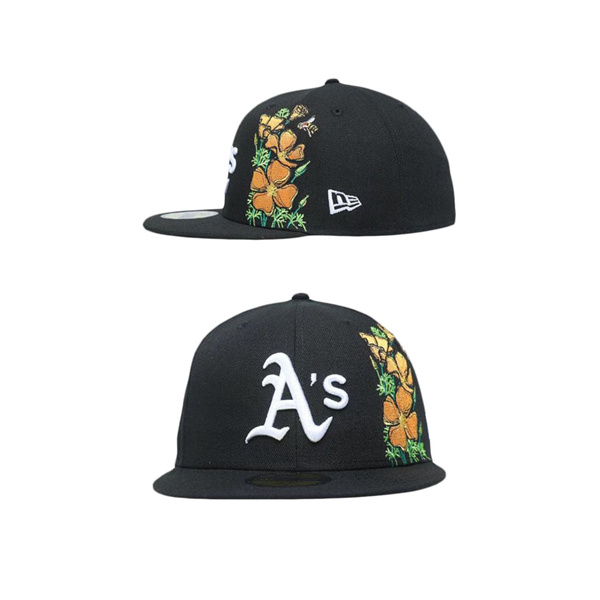Oakland Athletics State Flower 59FIFTY Fitted Black Floral Hat