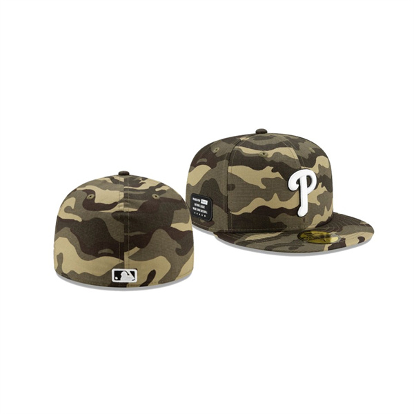 Men's Philadelphia Phillies 2021 Armed Forces Day Camo On-Field 59FIFTY Fitted Hat