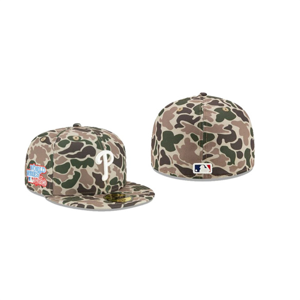 Men's Philadelphia Phillies # Duck Camo 59FIFTY Fitted Hat Green