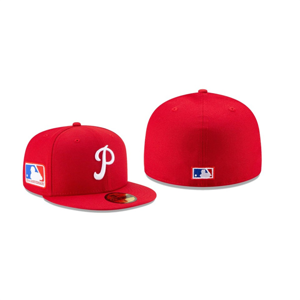 Men's Philadelphia Phillies 100th Anniversary Patch Red 59FIFTY Fitted Hat