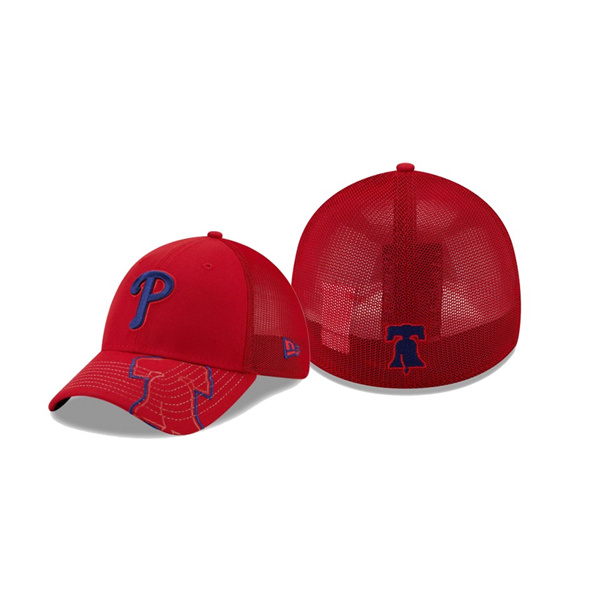 Men's Philadelphia Phillies Pop Visor Red Mesh Back 39THIRTY Flex Hat
