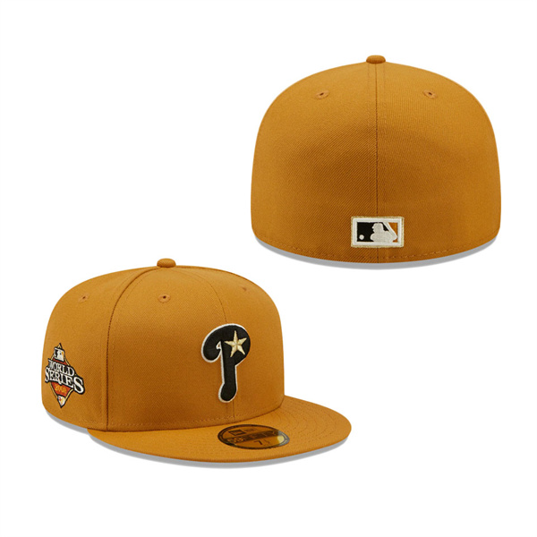Philadelphia Phillies New Era 2008 World Series Chrome Undervisor 59FIFTY Fitted Hat Tan