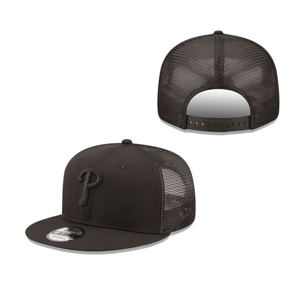 Men's Philadelphia Phillies New Era Blackout Trucker 9FIFTY Snapback Hat