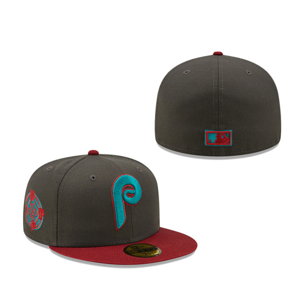 Philadelphia Phillies New Era Cooperstown Collection 100th Anniversary Titlewave 59FIFTY Fitted Hat Graphite Cardinal