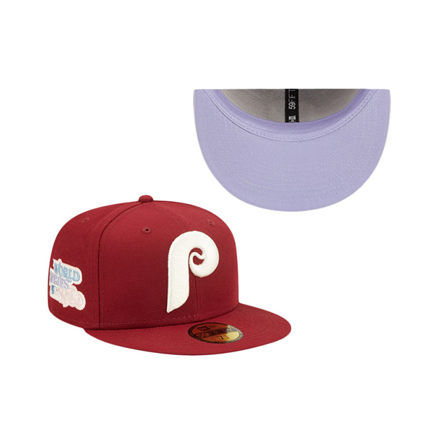 Philadelphia Phillies Maroon Pop Sweatband Undervisor 1980 MLB World Series Cooperstown Collection 59FIFTY Fitted Hat