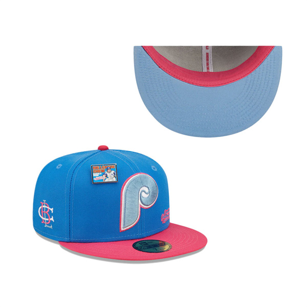 Men's Philadelphia Phillies New Era Blue Pink MLB X Big League Chew Curveball Cotton Candy Flavor Pack 59FIFTY Fitted Hat