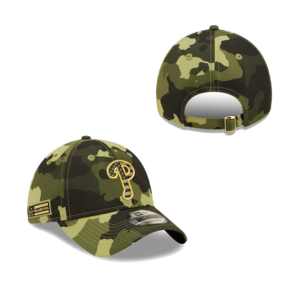 Men's Philadelphia Phillies New Era Camo 2022 Armed Forces Day 9TWENTY Adjustable Hat