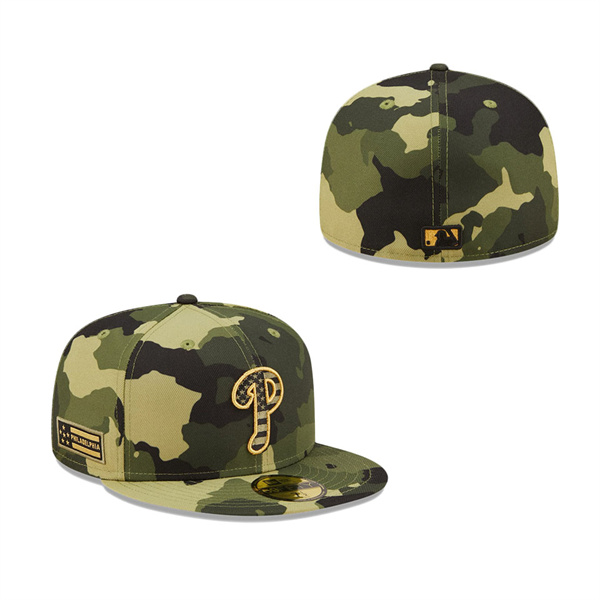 Men's Philadelphia Phillies New Era Camo 2022 Armed Forces Day On-Field 59FIFTY Fitted Hat