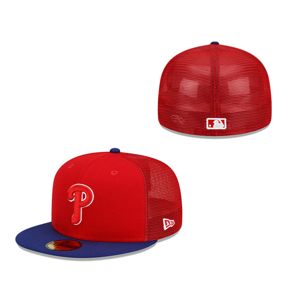 Philadelphia Phillies New Era Youth 2022 Batting Practice 59FIFTY Fitted Hat Red Royal