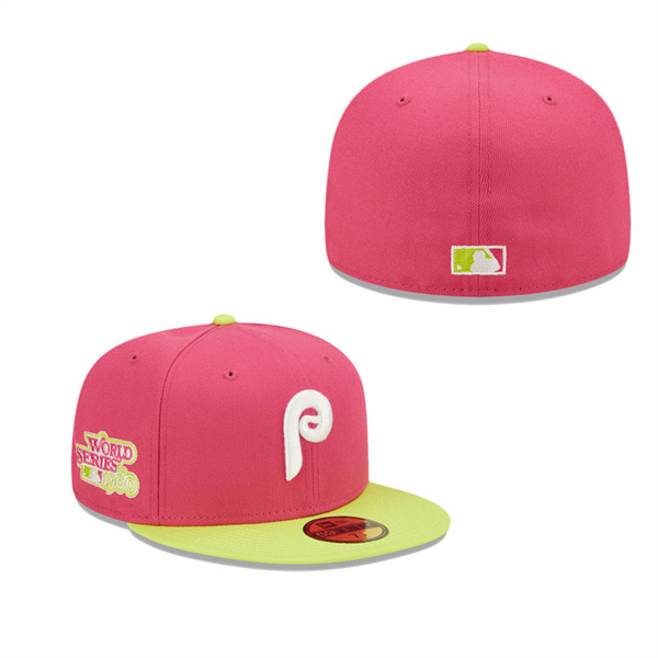 Philadelphia Phillies Pink 1980 World Series Champions Beetroot Cyber 59FIFTY Fitted Hat