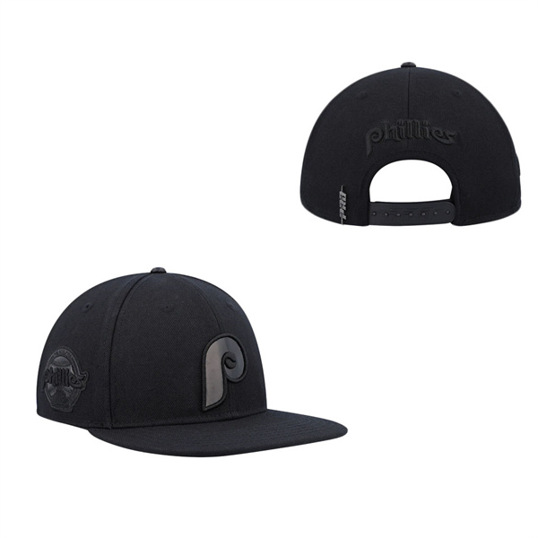 Men's Philadelphia Phillies Pro Standard Black Triple Black Wool Snapback Hat