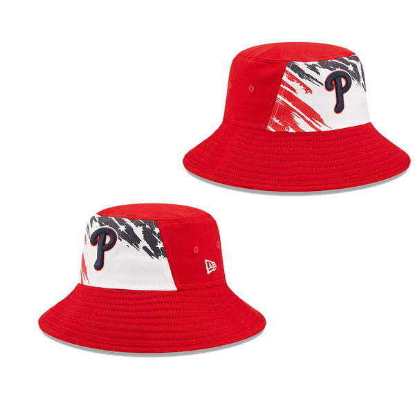 Philadelphia Phillies Red 2022 4th Of July Stars Stripes Bucket Hat
