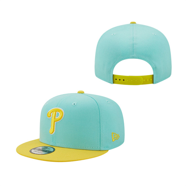 Philadelphia Phillies New Era Spring Two-Tone 9FIFTY Snapback Hat Turquoise Yellow
