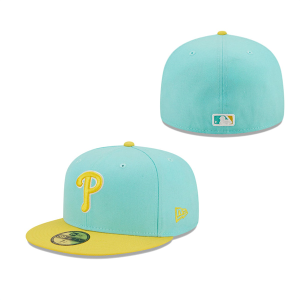 Men's Philadelphia Phillies New Era Turquoise Yellow Spring Color Pack Two-Tone 59FIFTY Fitted Hat