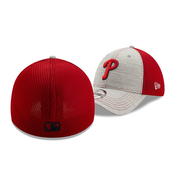 Men's Phillies Prime Neo Gray Red 39THIRTY Flex Hat