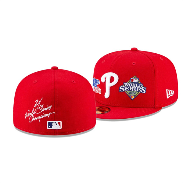 Philadelphia Phillies 2x World Series Champions Red 59FIFTY Fitted Hat