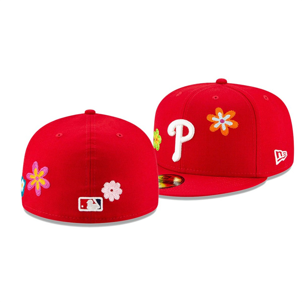 Philadelphia Phillies Chain Stitch Floral Red 59FITY Fitted Hat