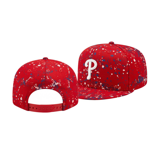 Men's Phillies Splatter Red 9FIFTY Snapback Hat
