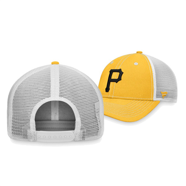 Pittsburgh Pirates Sport Resort Gold White Trucker Snapback Hat