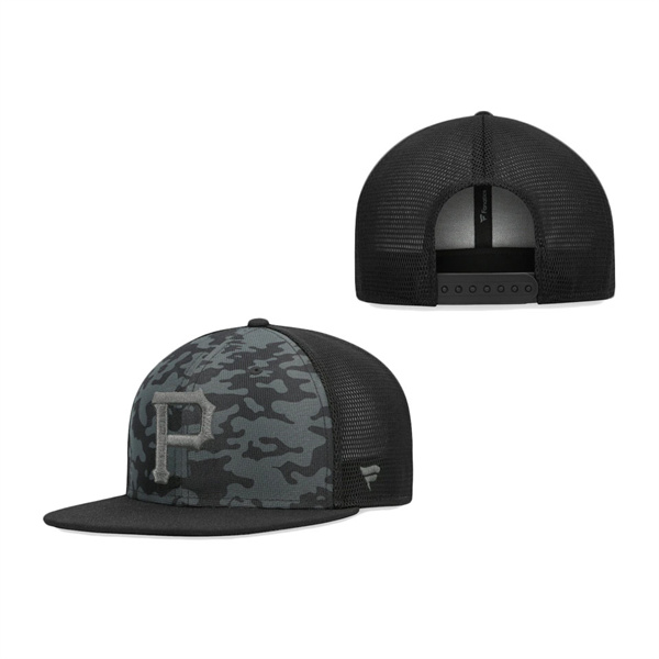 Pittsburgh Pirates Fanatics Branded Camo Mesh Snapback Hat Black