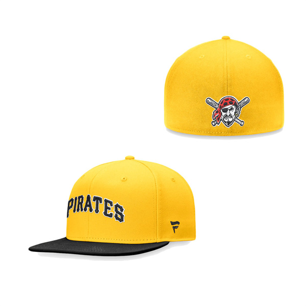 Pittsburgh Pirates Fanatics Branded Iconic Multi Patch Fitted Hat - Gold Black