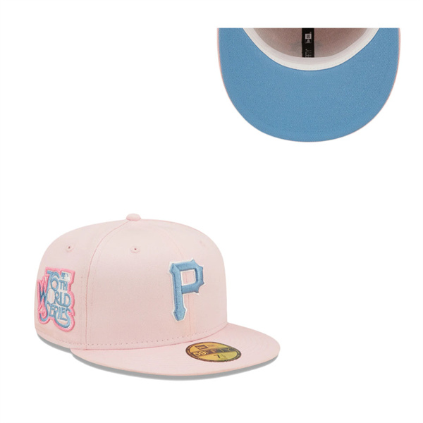 Pittsburgh Pirates Pink Sky Blue 76th World Series Undervisor 59FIFTY Fitted Hat