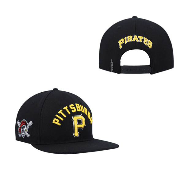 Pittsburgh Pirates Pro Standard Black Stacked Logo Snapback Hat