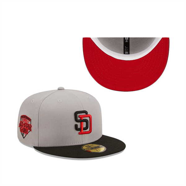 Padres 1992 All-Star Game Red Undervisor 59FIFTY Fitted Hat Gray Black