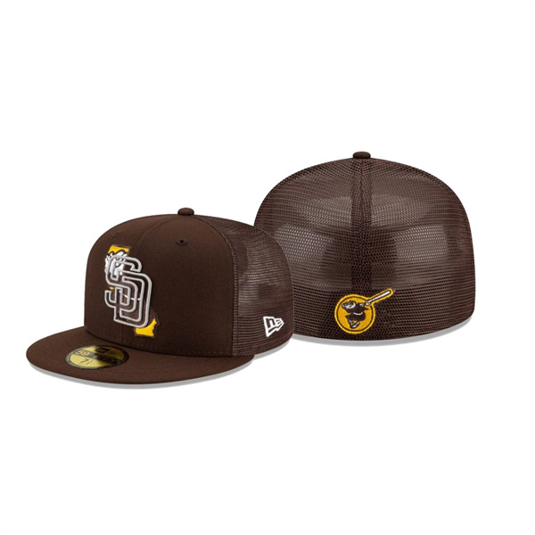 Men's San Diego Padres State Fill Brown Meshback 59FIFTY Fitted Hat