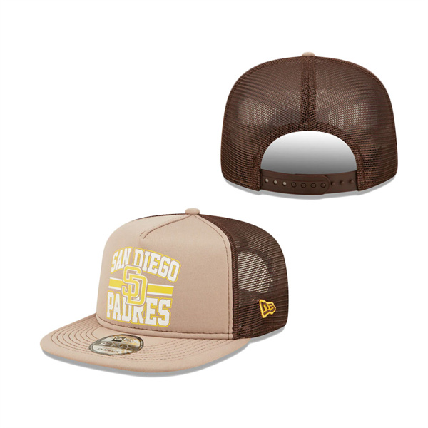 San Diego Padres New Era Logo 9FIFTY Trucker Snapback Hat Brown