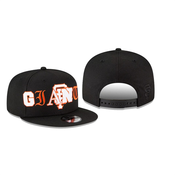 Men's San Francisco Giants Mixed Font Black 9FIFTY Snapback Hat
