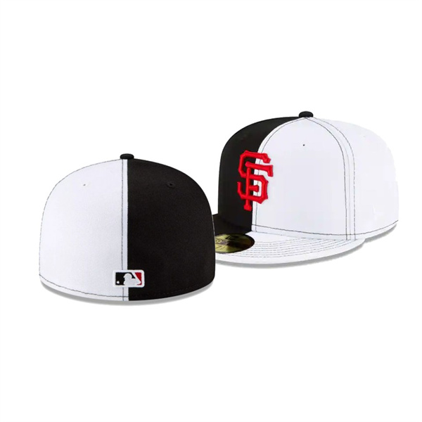 Men's San Francisco Giants New Era 100th Anniversary White Black Split Crown 59FIFTY Fitted Hat
