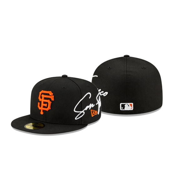 Men's San Francisco Giants Cursive Black 59FIFTY Fitted Hat