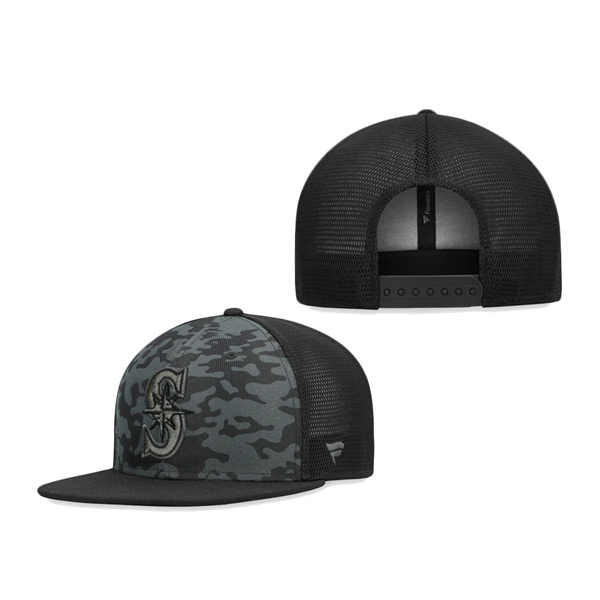 Seattle Mariners Fanatics Branded Camo Mesh Snapback Hat Black