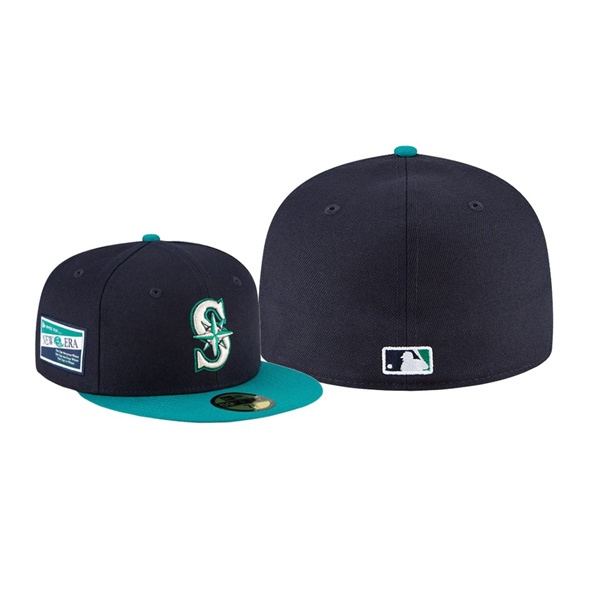 Men's Seattle Mariners Centennial Collection Navy Aqua 59FIFTY Fitted Hat