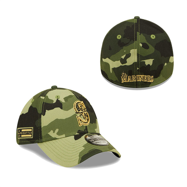 Men's Seattle Mariners New Era Camo 2022 Armed Forces Day 39THIRTY Flex Hat