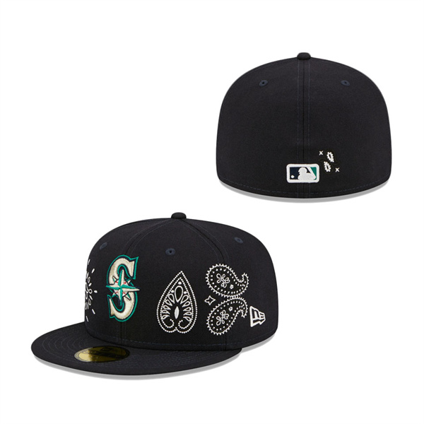 Seattle Mariners New Era Paisley Elements 59FIFTY Fitted Hat Navy