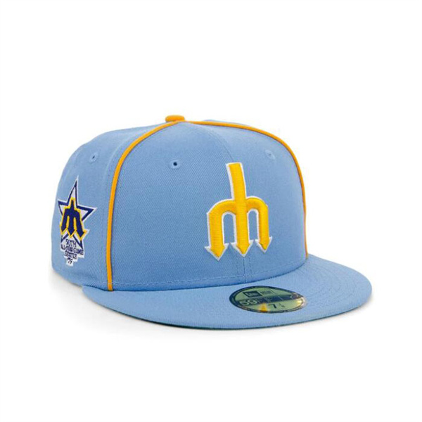 New Era X Lids Hd Seattle Mariners Powder Blue Pipe 59FIFTY Fitted Hat