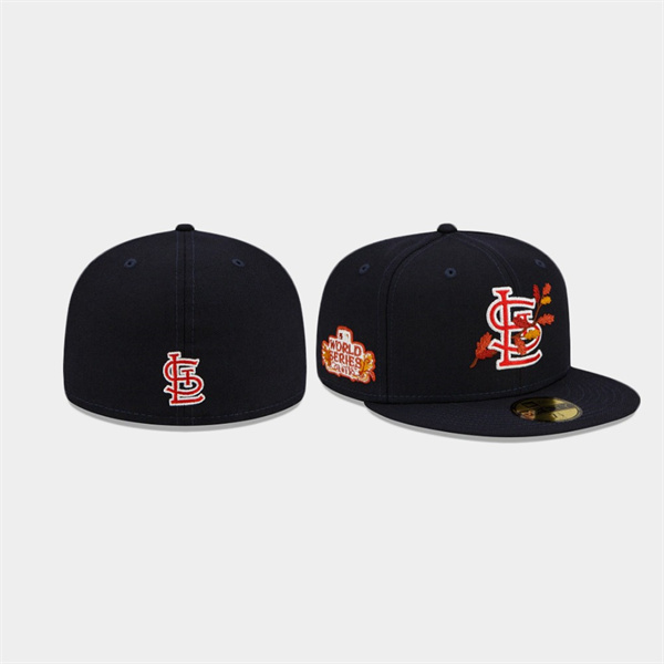 St. Louis Cardinals Leafy Front Navy 59FIFTY Fitted Hat