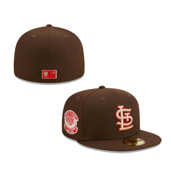 St. Louis Cardinals Busch Stadium 30th Anniversary Team Scarlet Undervisor 59FIFTY Fitted Hat Brown