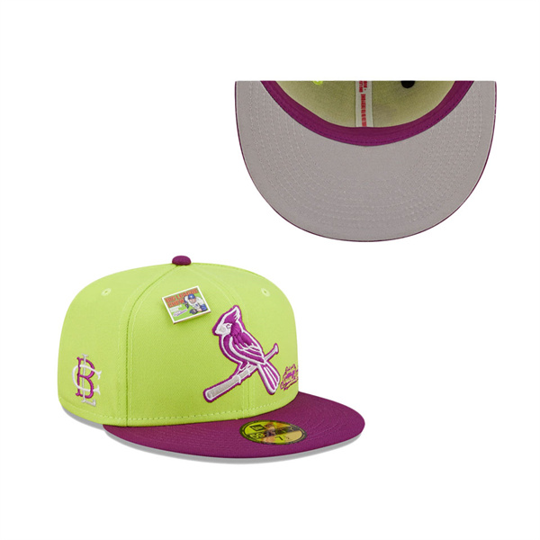 Men's St. Louis Cardinals New Era Green Purple MLB X Big League Chew Swingin' Sour Apple Flavor Pack 59FIFTY Fitted Hat