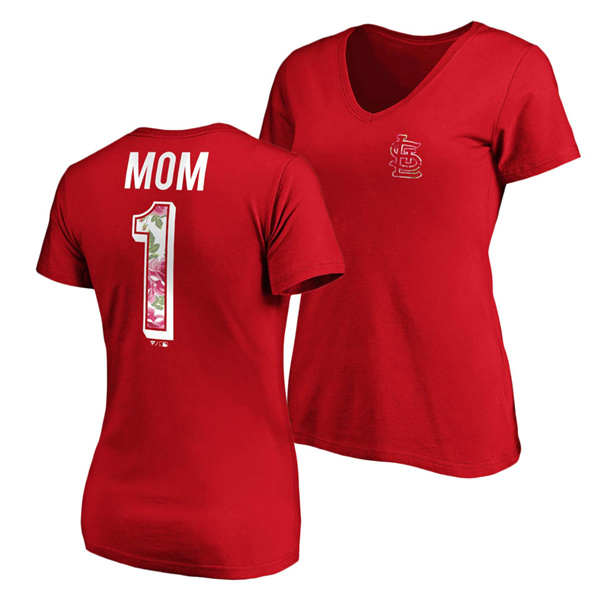 Women's St. Louis Cardinals Fanatics Branded Red Mother's Day Logo V-Neck T-Shirt
