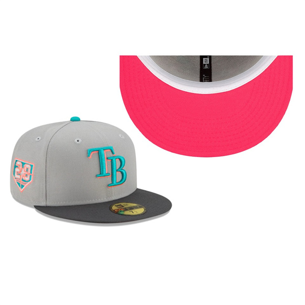 Tampa Bay Rays Pink Under Visor Gray 59FIFTY Fitted Hat