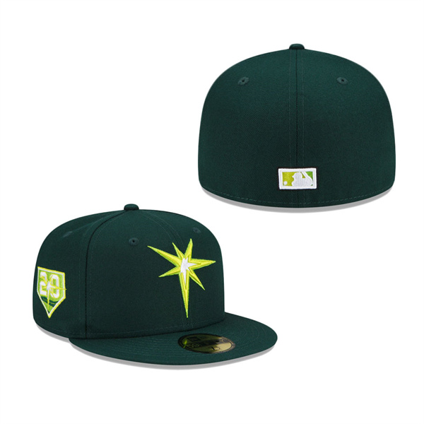 Tampa Bay Rays New Era 20th Anniversary Color Fam Lime Undervisor 59FIFTY Fitted Hat Green