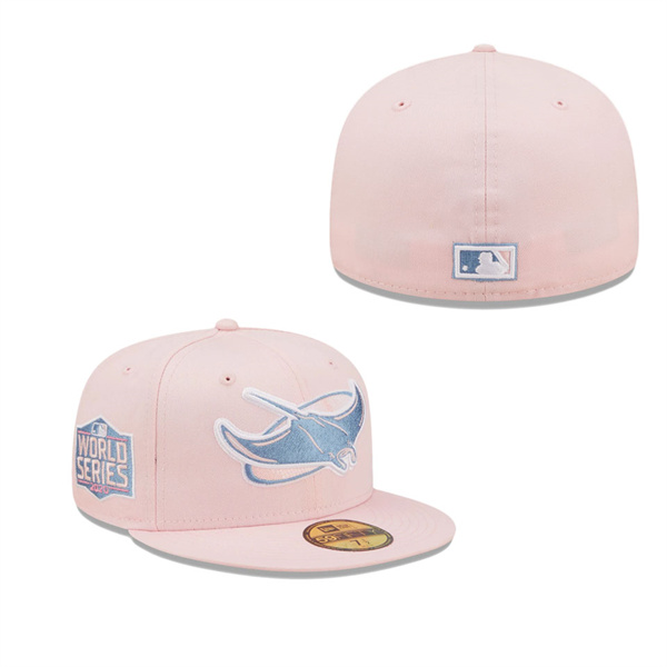 Tampa Bay Rays Pink Sky Blue 2020 World Series Cooperstown Collection Undervisor 59FIFTY Fitted Hat