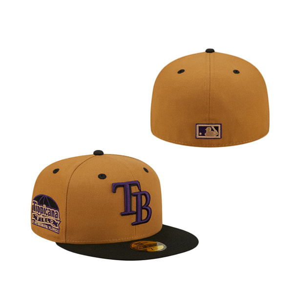 Tampa Bay Rays New Era Tropicana Field Purple Undervisor 59FIFTY Fitted Hat Tan Black